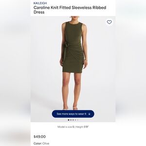 Kaileigh NWT Olive knit fitted sleeveless ribbed dress